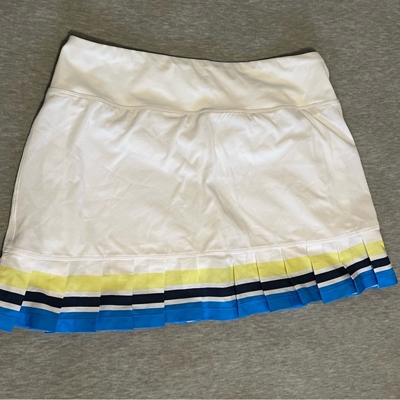 Addison Bay White and Yellow Pleated Tennis Skirt - Picture 2 of 5